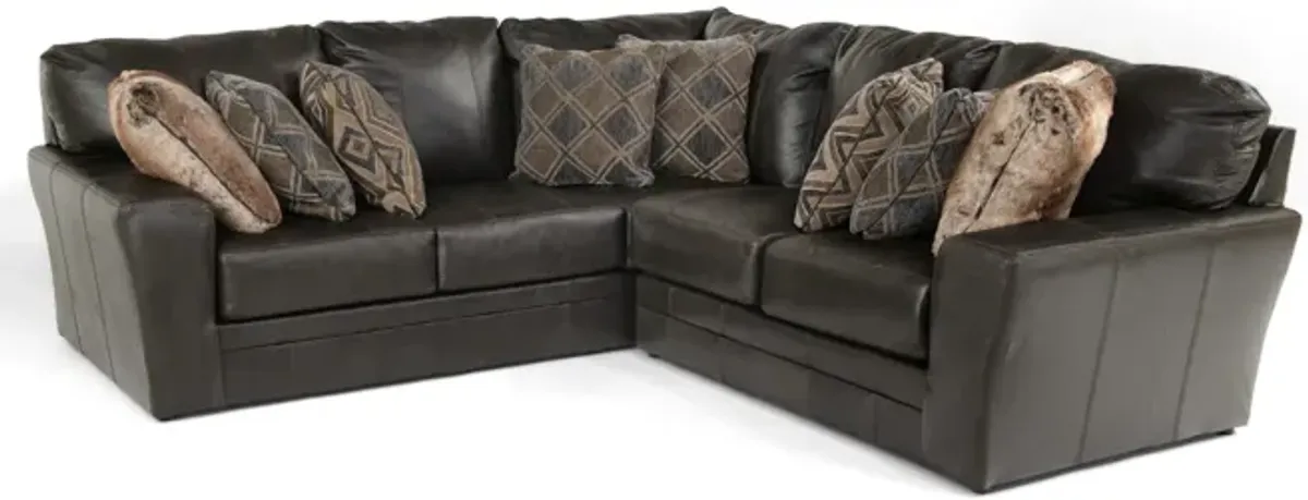 Regula 2 Piece Leather Sectional - Steel Right Loveseat