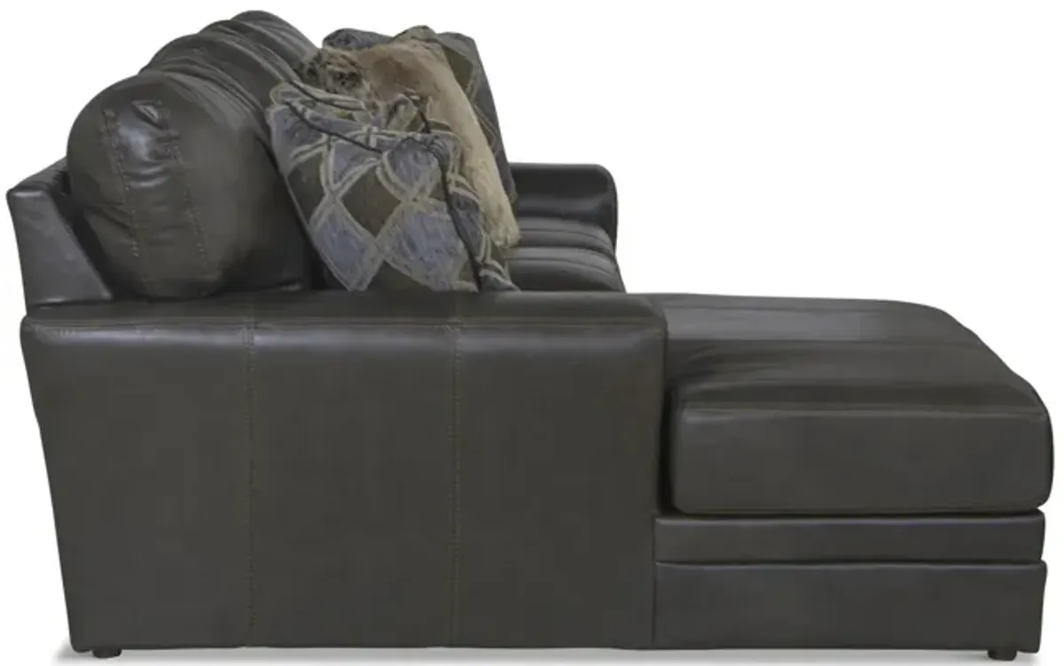 Regula 2 Piece Leather Sectional - Steel Left Chaise