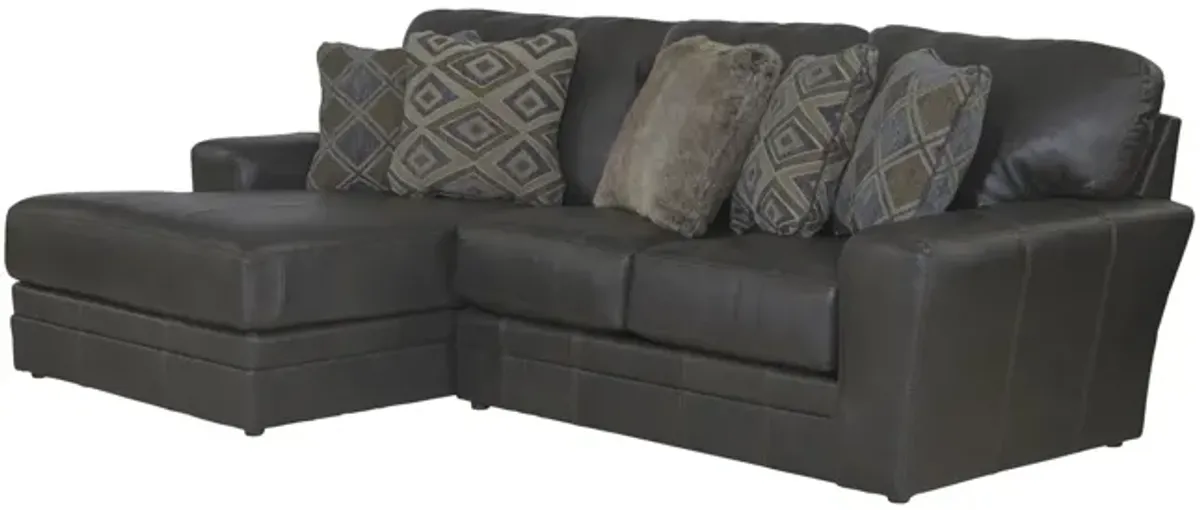 Regula 2 Piece Leather Sectional - Steel Left Chaise