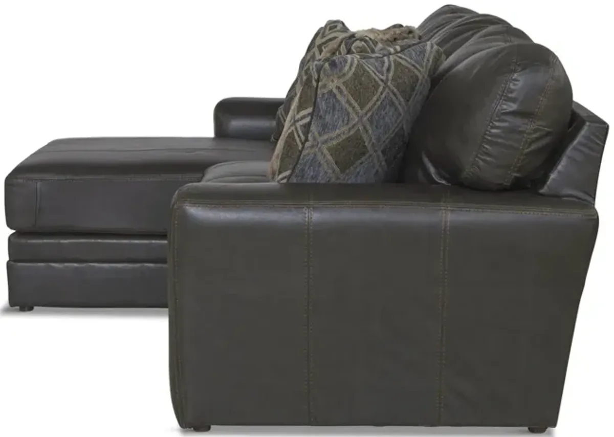 Regula 2 Piece Leather Sectional - Steel Left Chaise