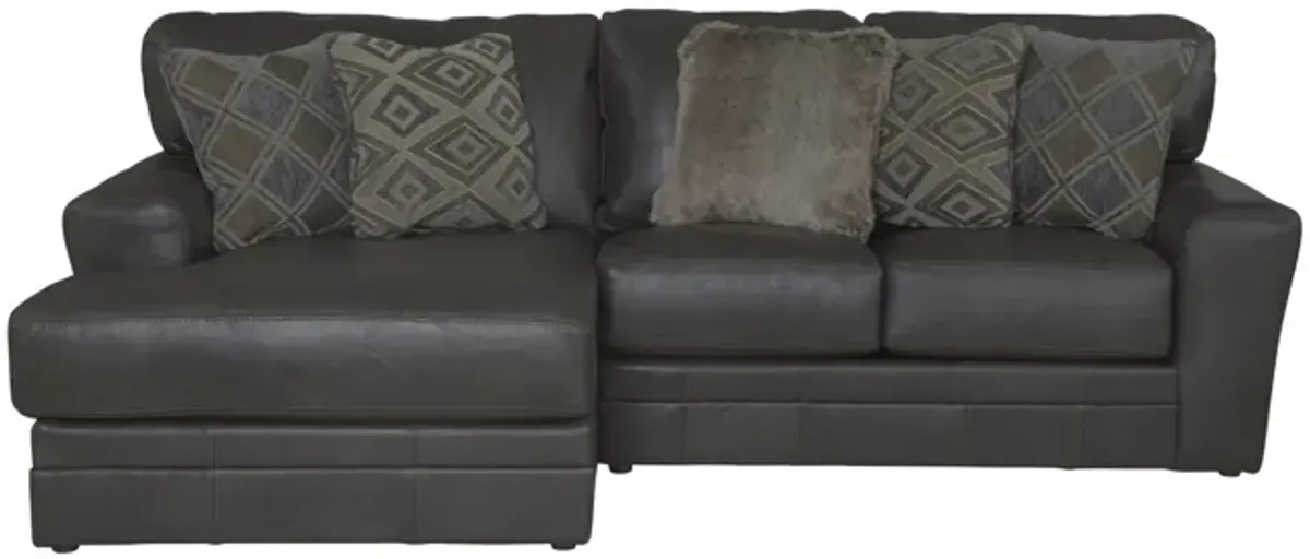 Regula 2 Piece Leather Sectional - Steel Left Chaise