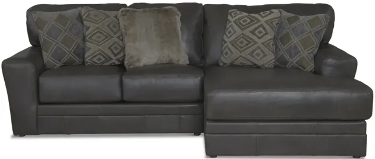 Regula 2 Piece Leather Sectional - Steel Right Chaise