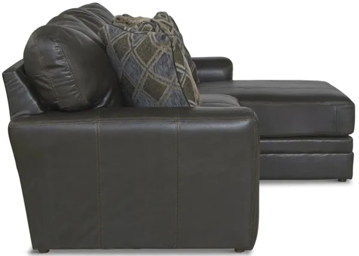 Regula 2 Piece Leather Sectional - Steel Right Chaise