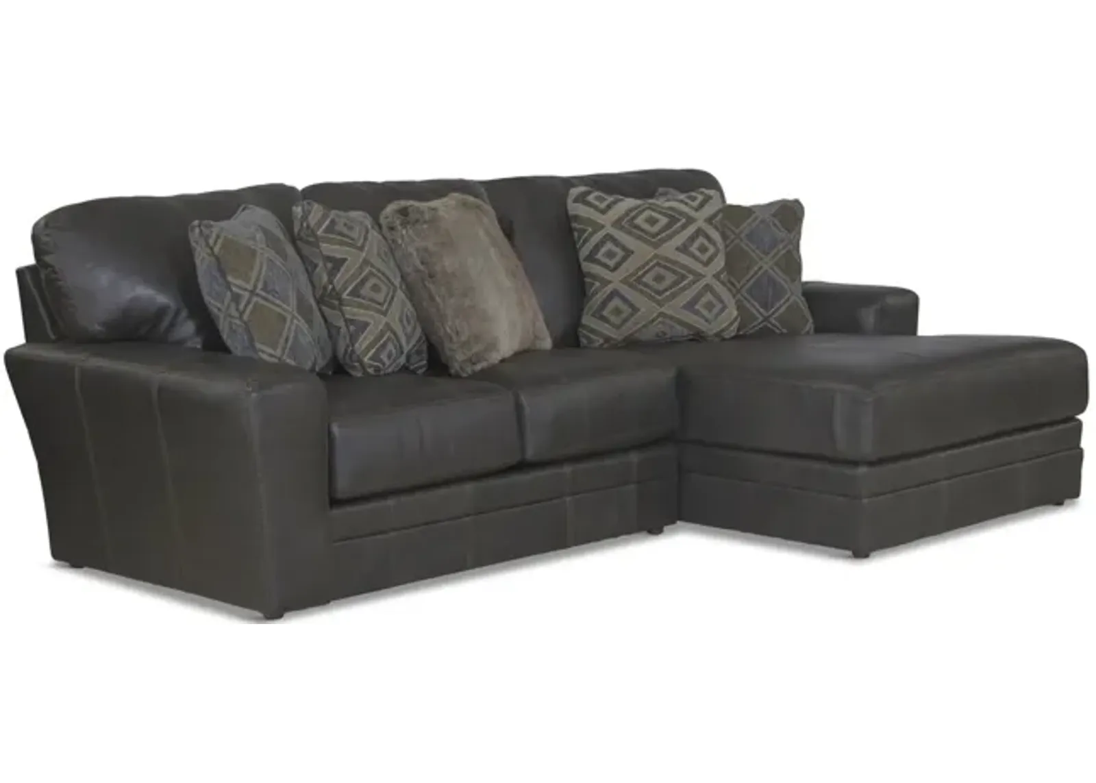 Regula 2 Piece Leather Sectional - Steel Right Chaise