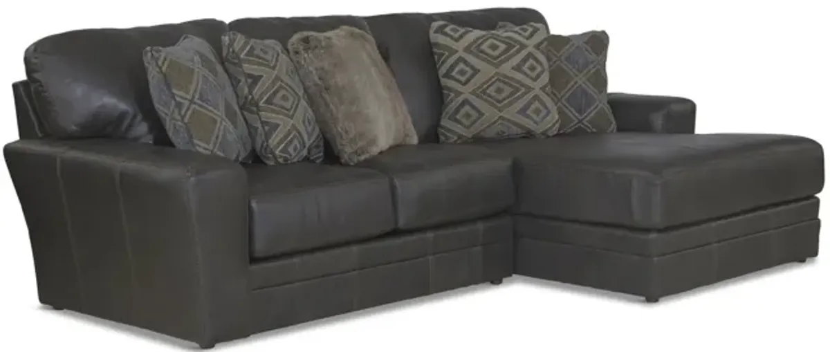 Regula 2 Piece Leather Sectional - Steel Right Chaise