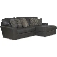 Regula 2 Piece Leather Sectional - Steel Right Chaise