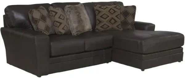 Regula 2 Piece Leather Sectional - Chocolate Right Chaise