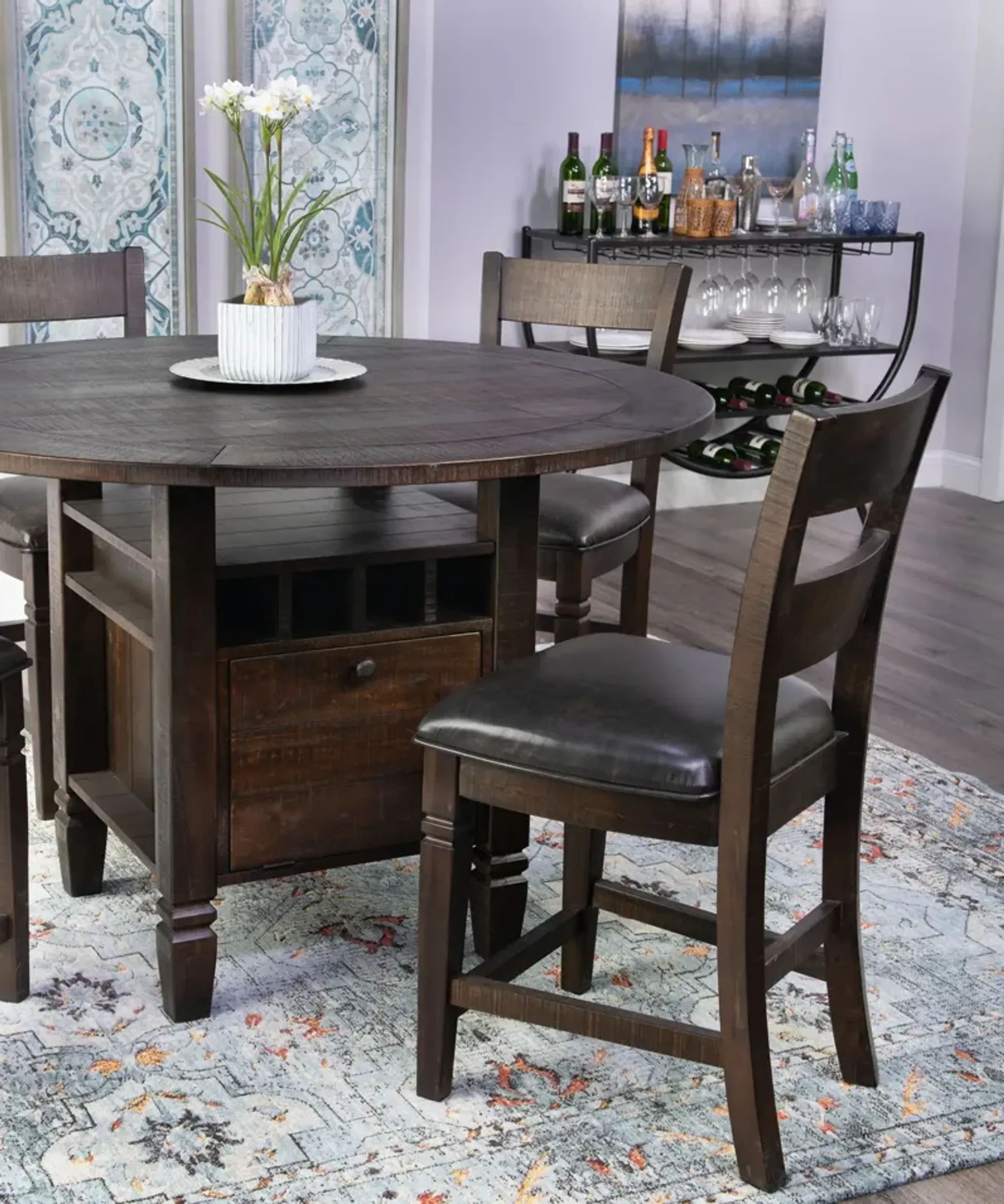 Homestead Counter Table With 4 Ladderback Counter Stools | Furniture.com