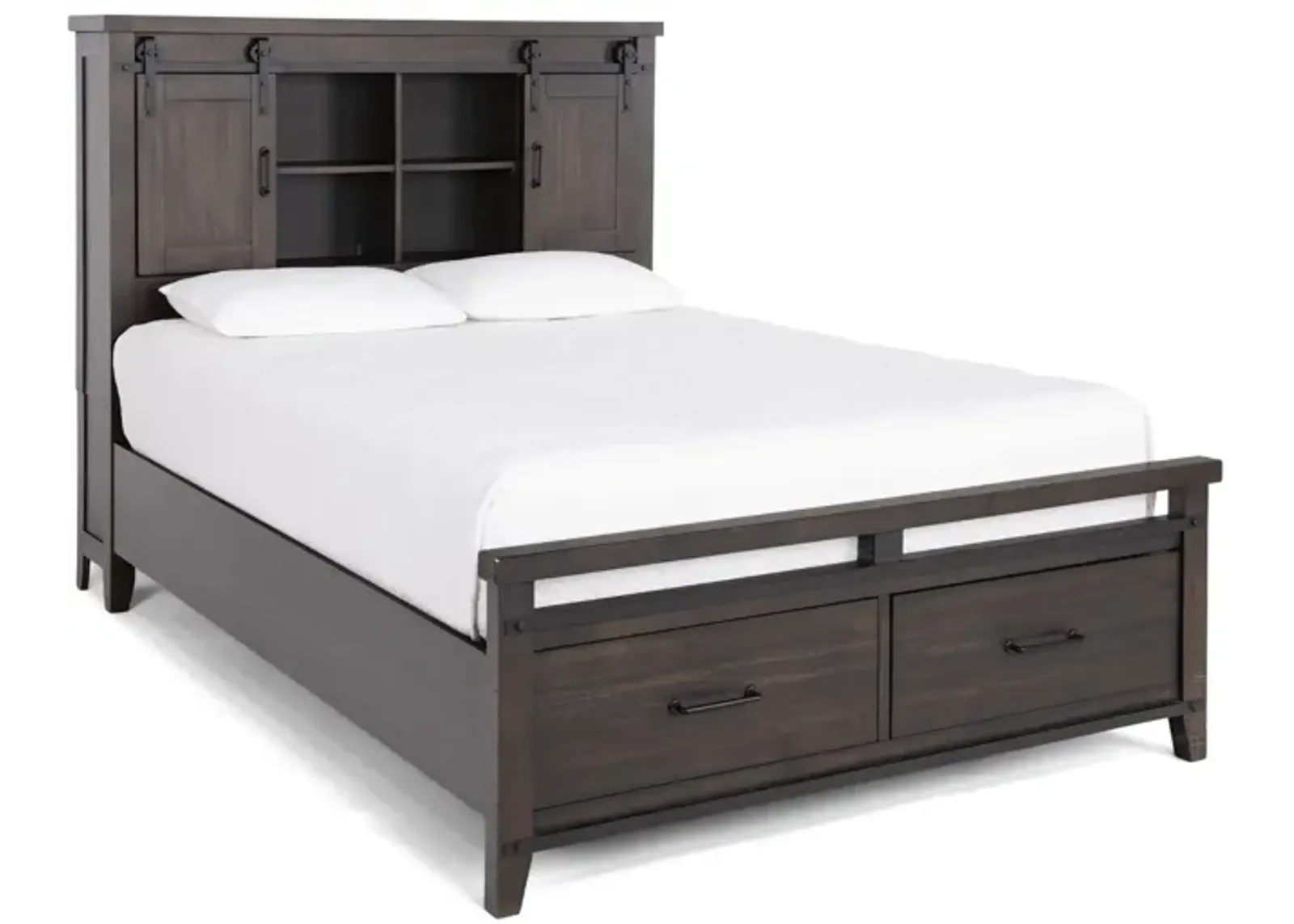 Urban Barn Queen Bookcase Storage Bed - Charcoal