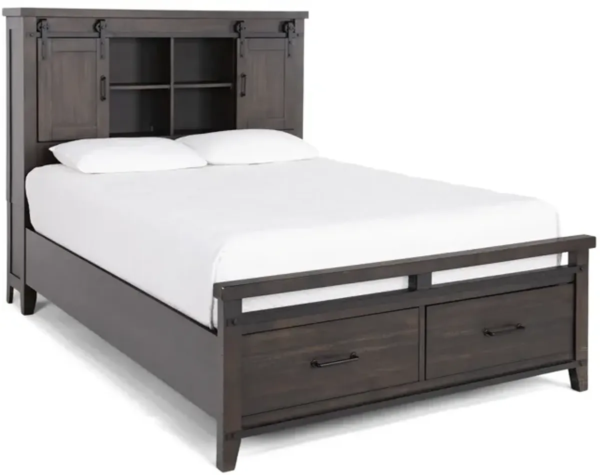 Urban Barn Queen Bookcase Storage Bed - Charcoal