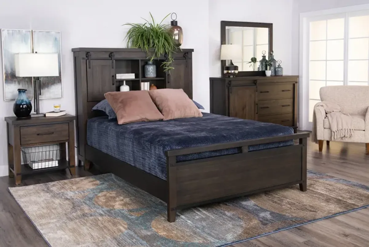 Urban Barn Queen Bookcase Headboard Non-Storage Charcoal Bedroom Suite