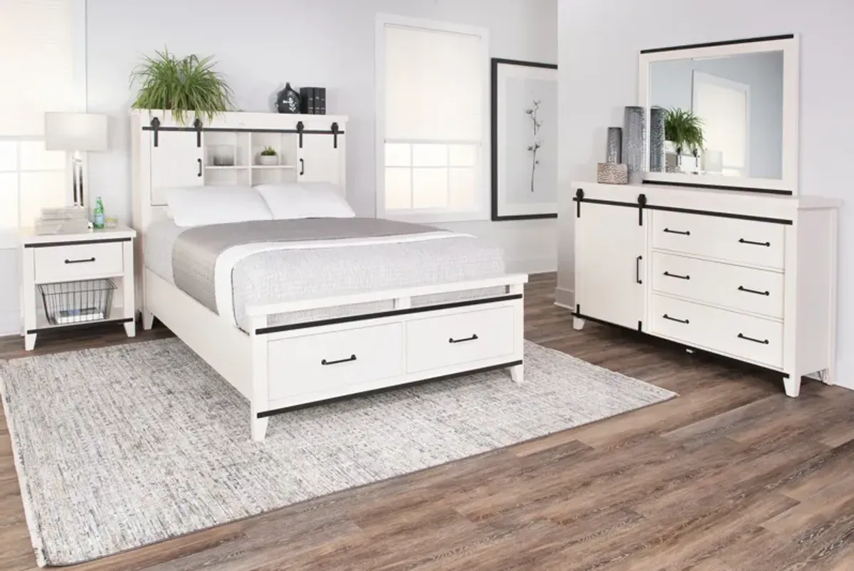 Urban Barn Queen Bookcase Storage Bed - White