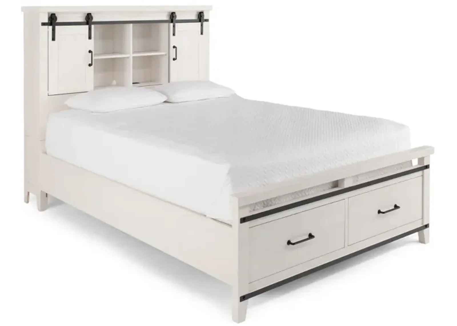 Urban Barn Queen Bookcase Storage Bed - White