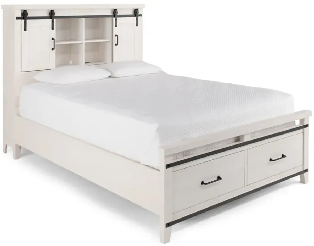 Urban Barn Queen Bookcase Storage Bed - White