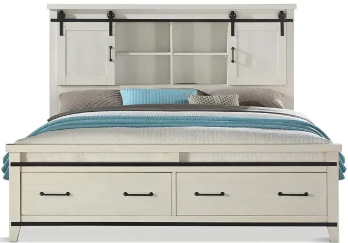 Urban Barn King Bookcase Storage Bed - White