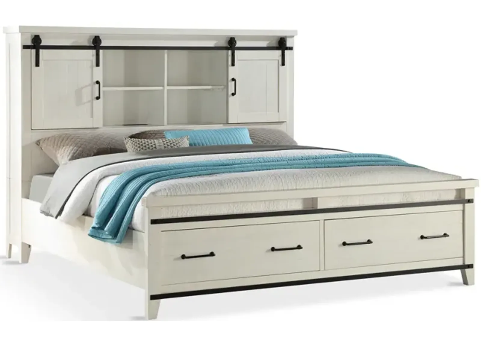 Urban Barn King Bookcase Storage Bed - White