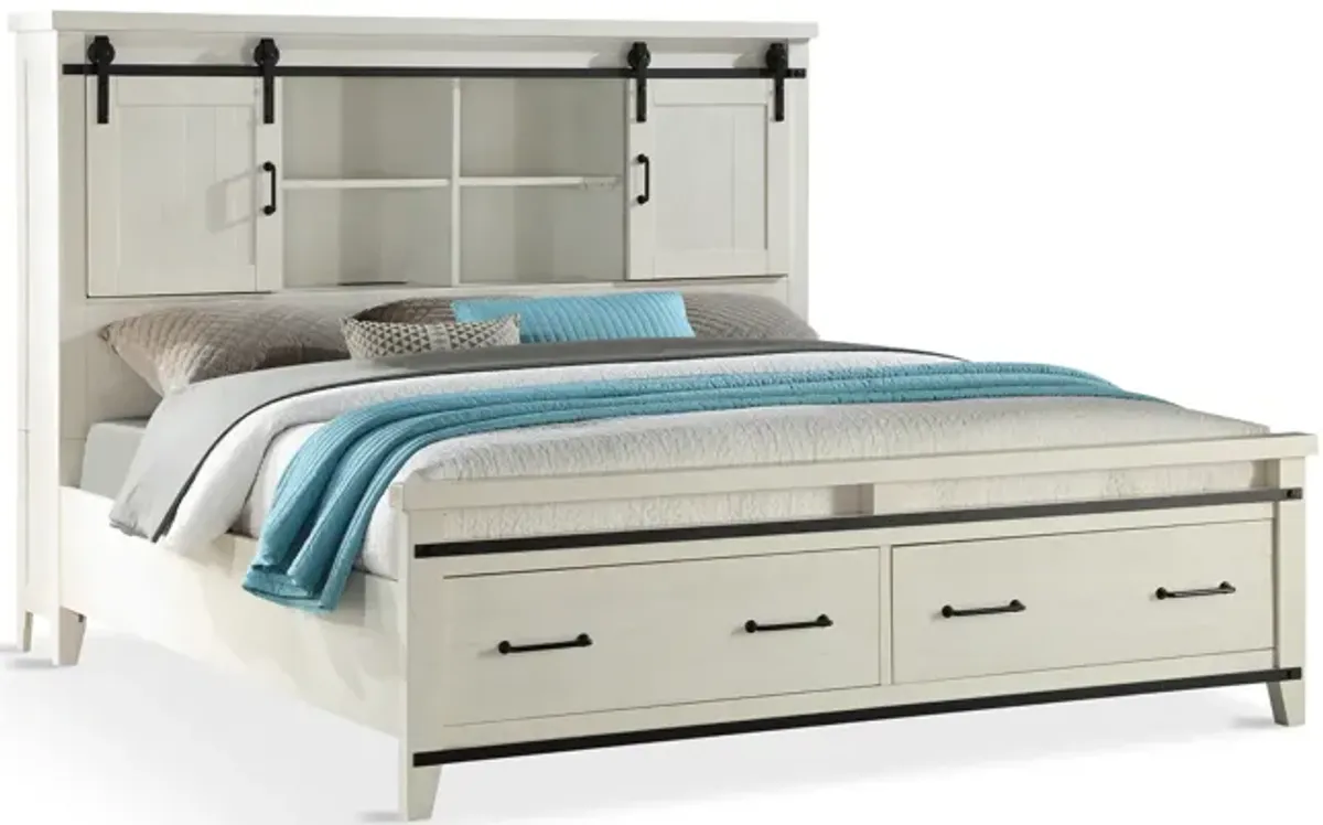 Urban Barn King Bookcase Storage Bed - White