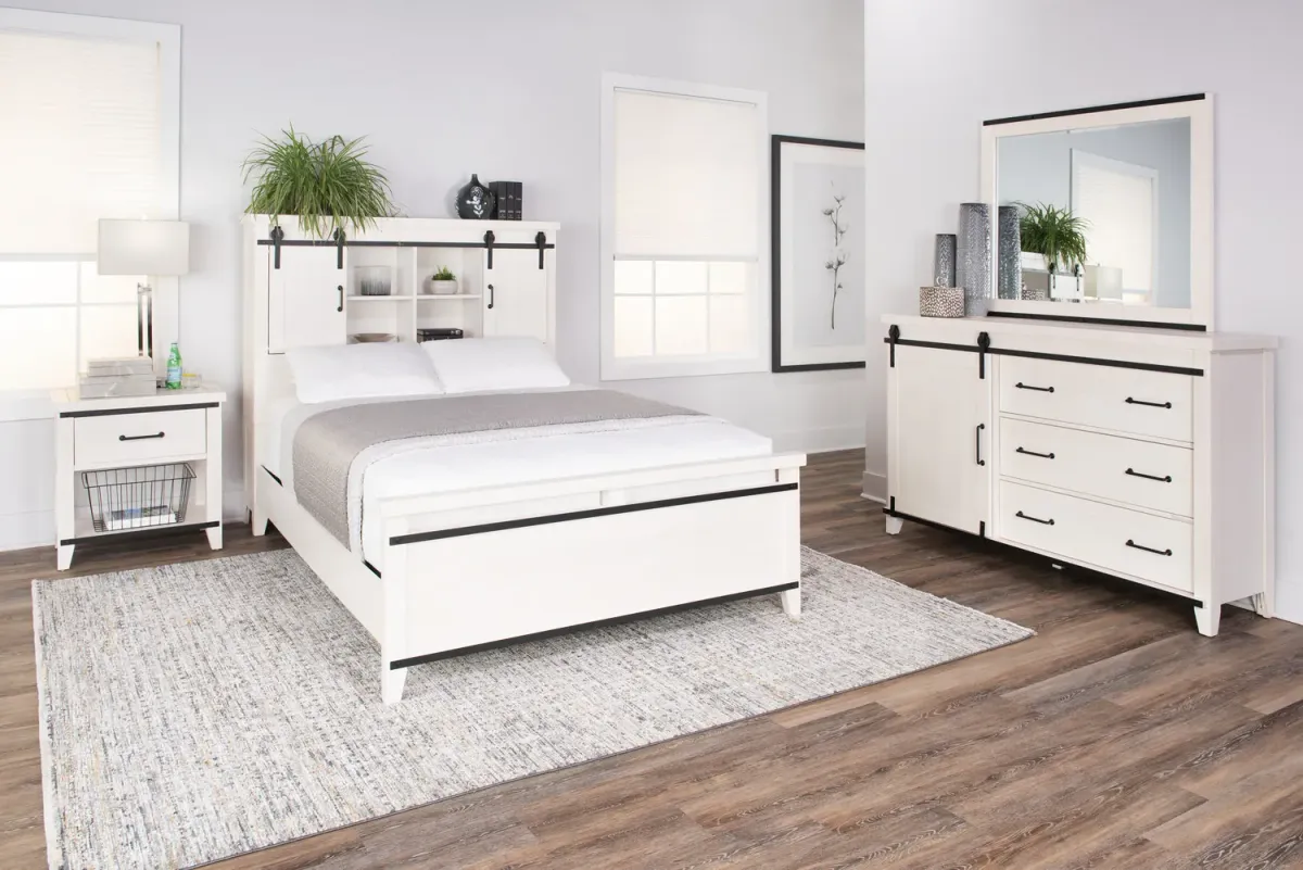 Urban Barn Queen Bookcase Headboard Non-Storage White Bedroom Suite