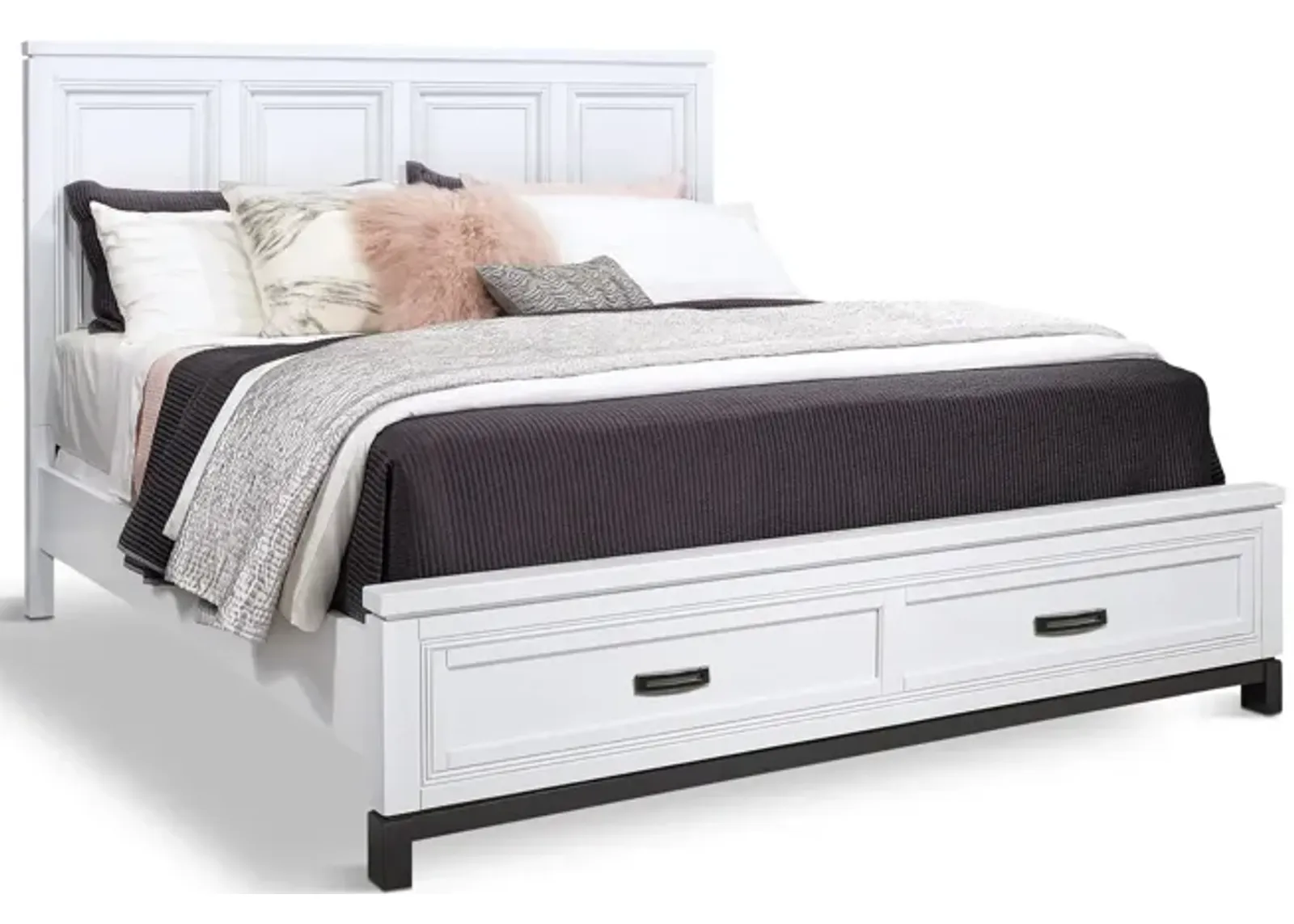 Central Park King Storage Bed - White