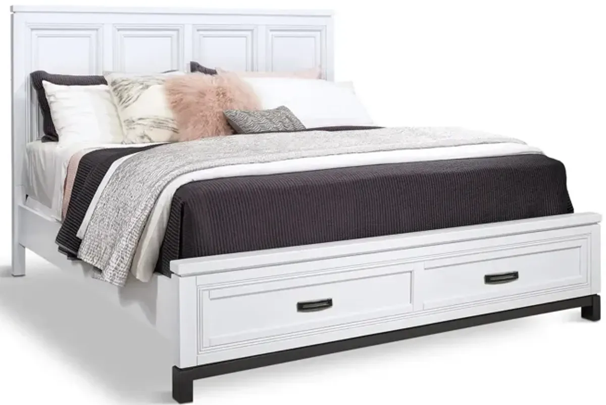 Central Park King Storage Bed - White