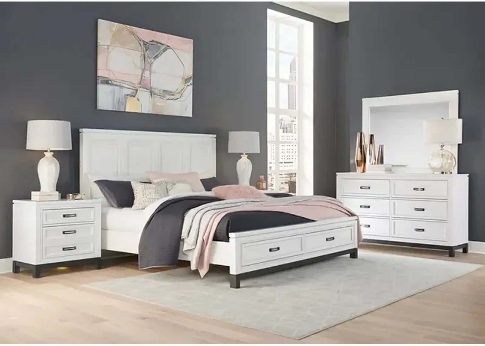 Central Park King Storage Bedroom Suite - White