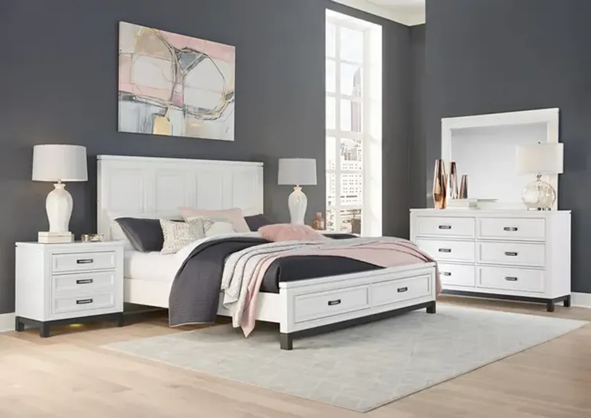 Central Park King Storage Bedroom Suite - White