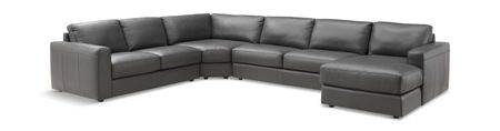 Roma 4 Piece Leather Modular Sectional - Right Side Chaise