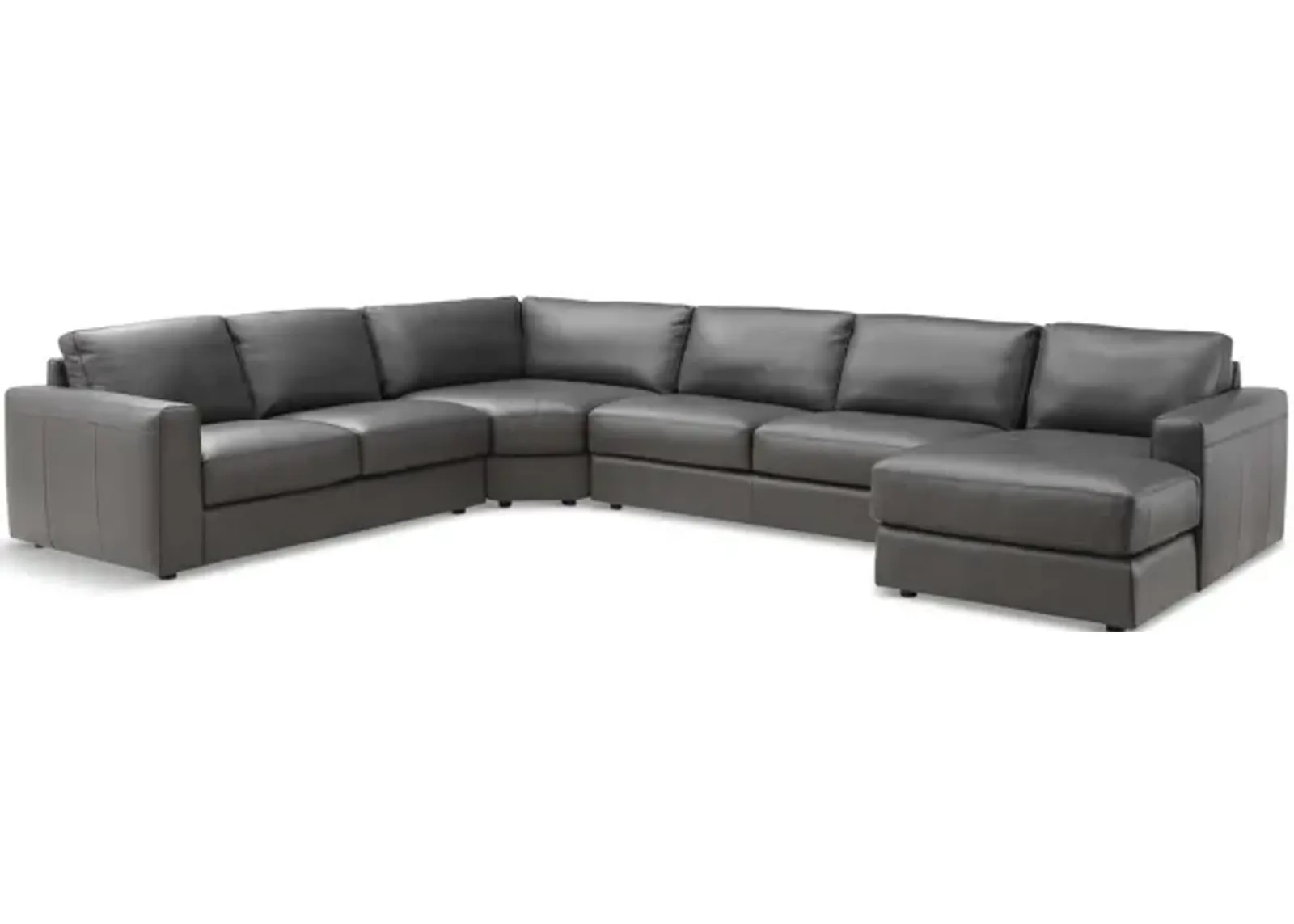 Roma 4 Piece Leather Modular Sectional - Right Side Chaise