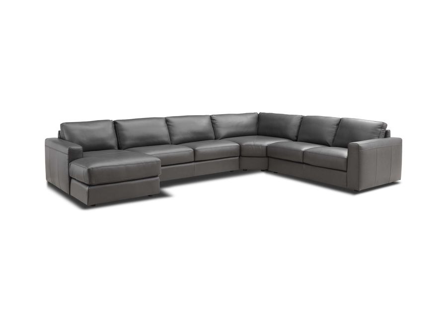 Roma 4 Piece Leather Modular Sectional - Left Side Chaise