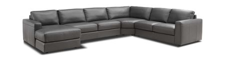 Roma 4 Piece Leather Modular Sectional - Left Side Chaise