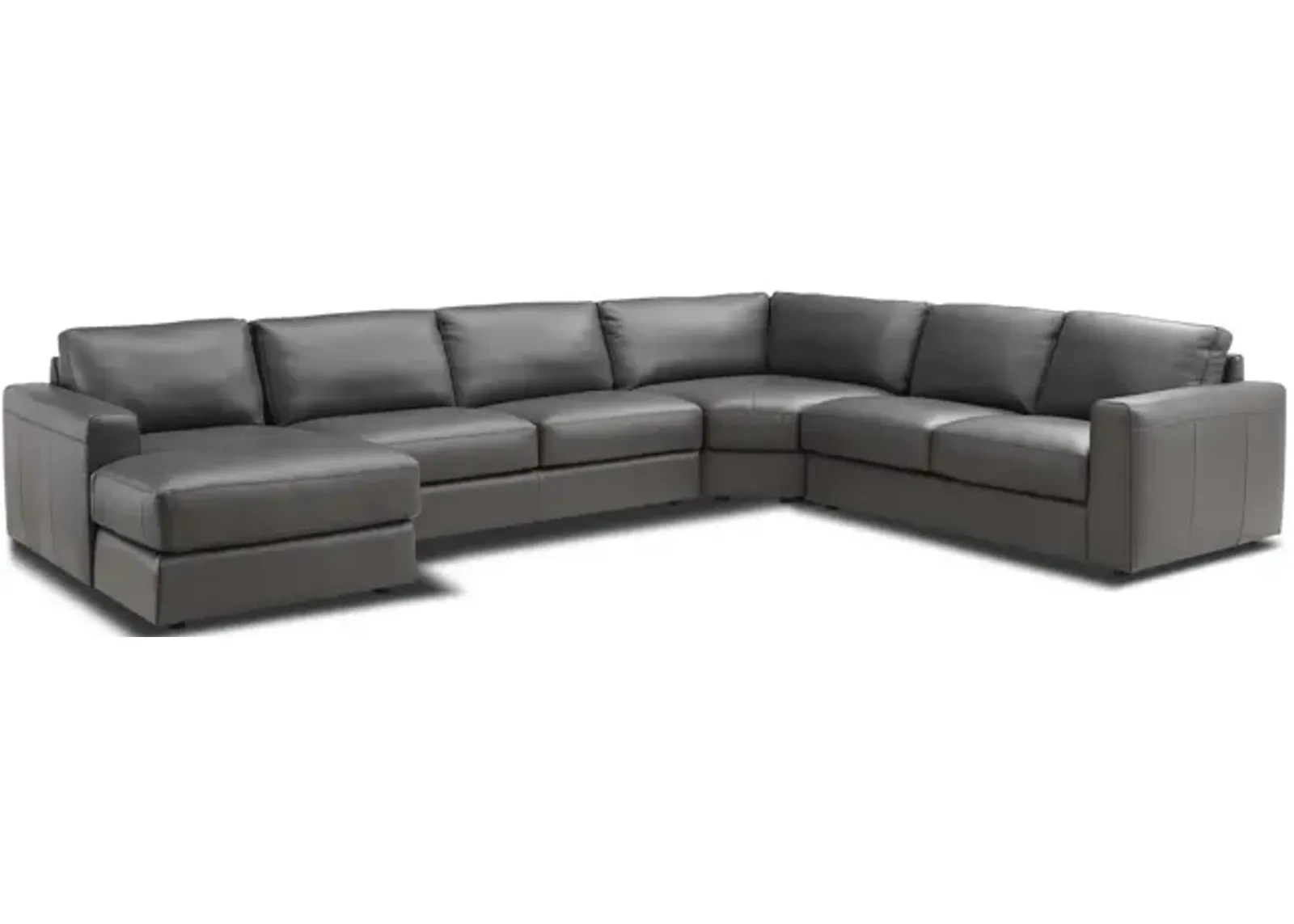 Roma 4 Piece Leather Modular Sectional - Left Side Chaise