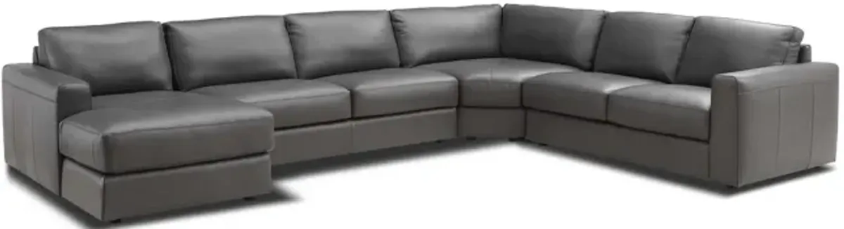 Roma 4 Piece Leather Modular Sectional - Left Side Chaise