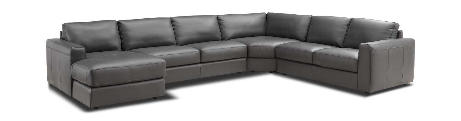 Roma 4 Piece Leather Modular Sectional Left Side Chaise   Original.webp