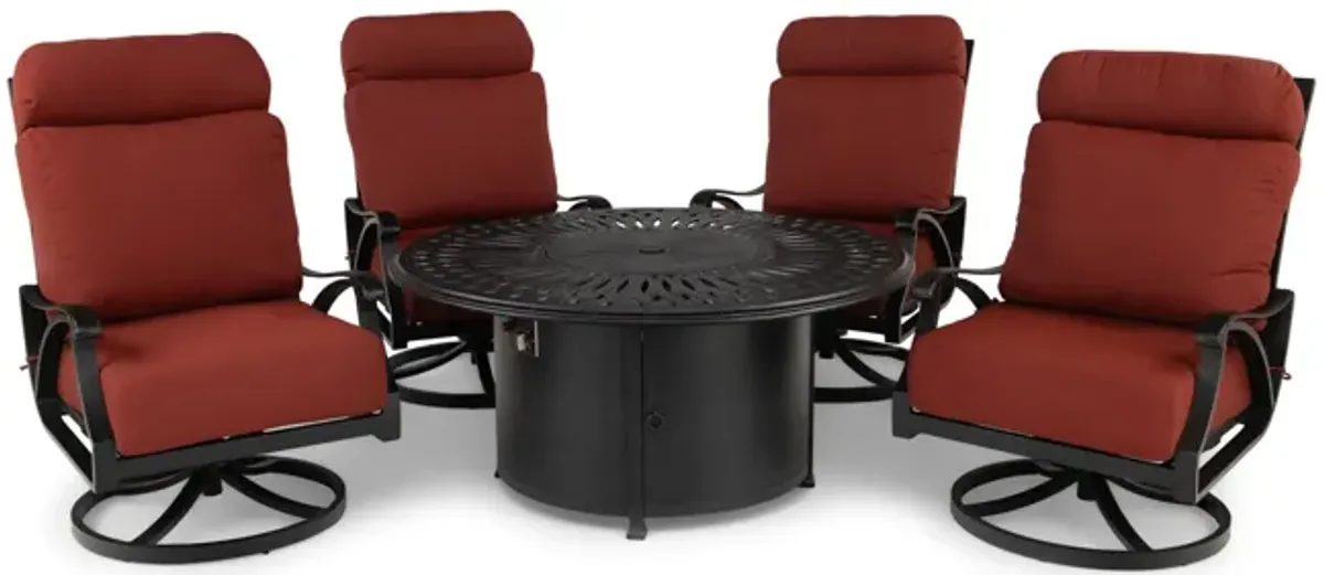 San Tropez II 5 Piece Fire Table Chat Set