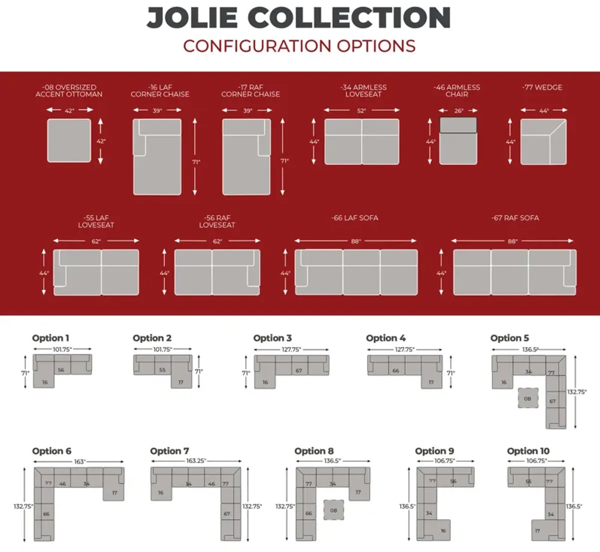 Jolie 2 Piece Modular Sectional - Right Chaise