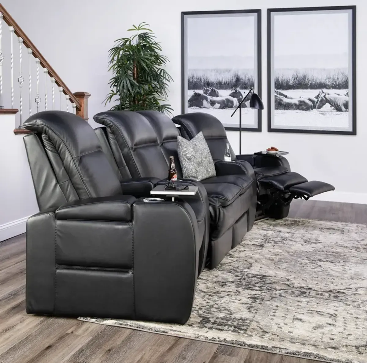 Vertex 3 Piece Leather Power Reclining Sectional