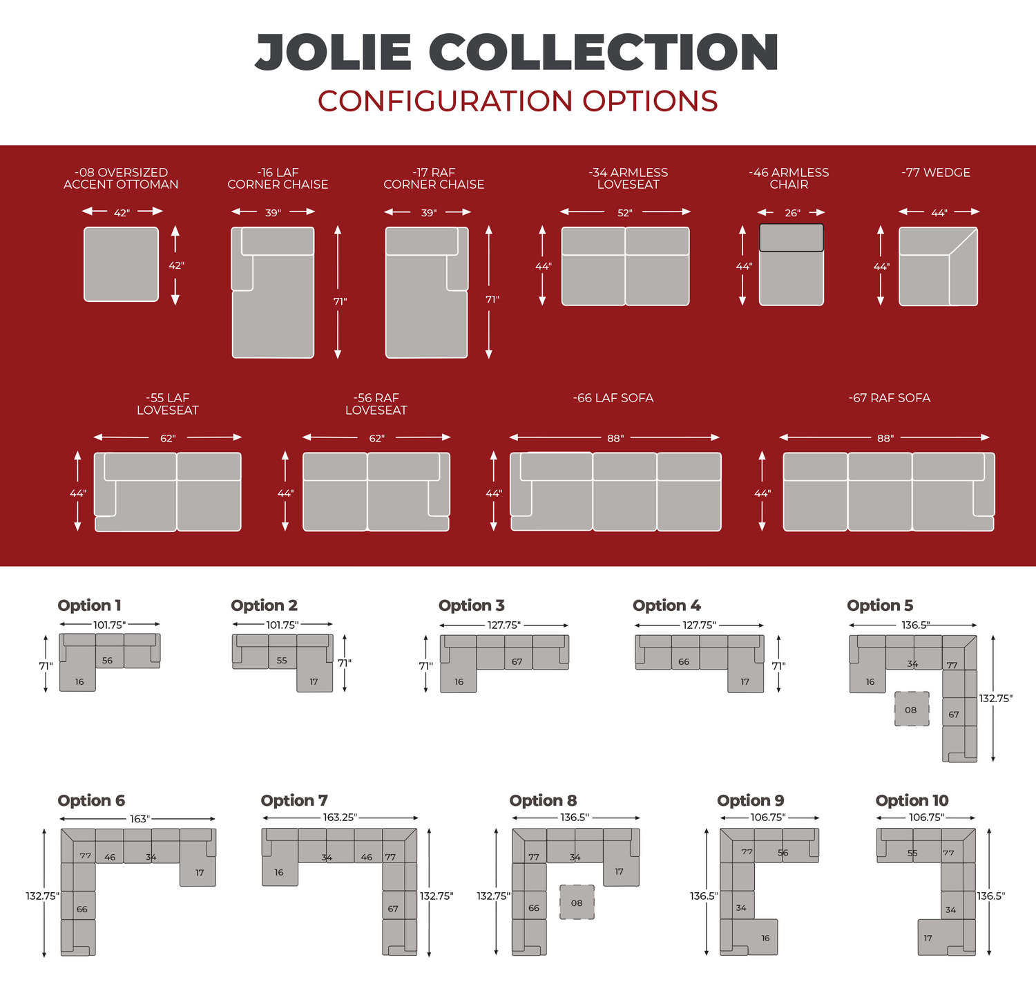 Jolie 4 Piece Modular Sectional Right Chaise