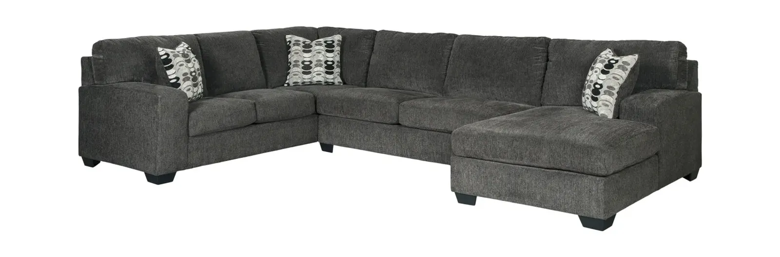 Motley 3 Piece Sectional With Right Facing Chaise - Smoke