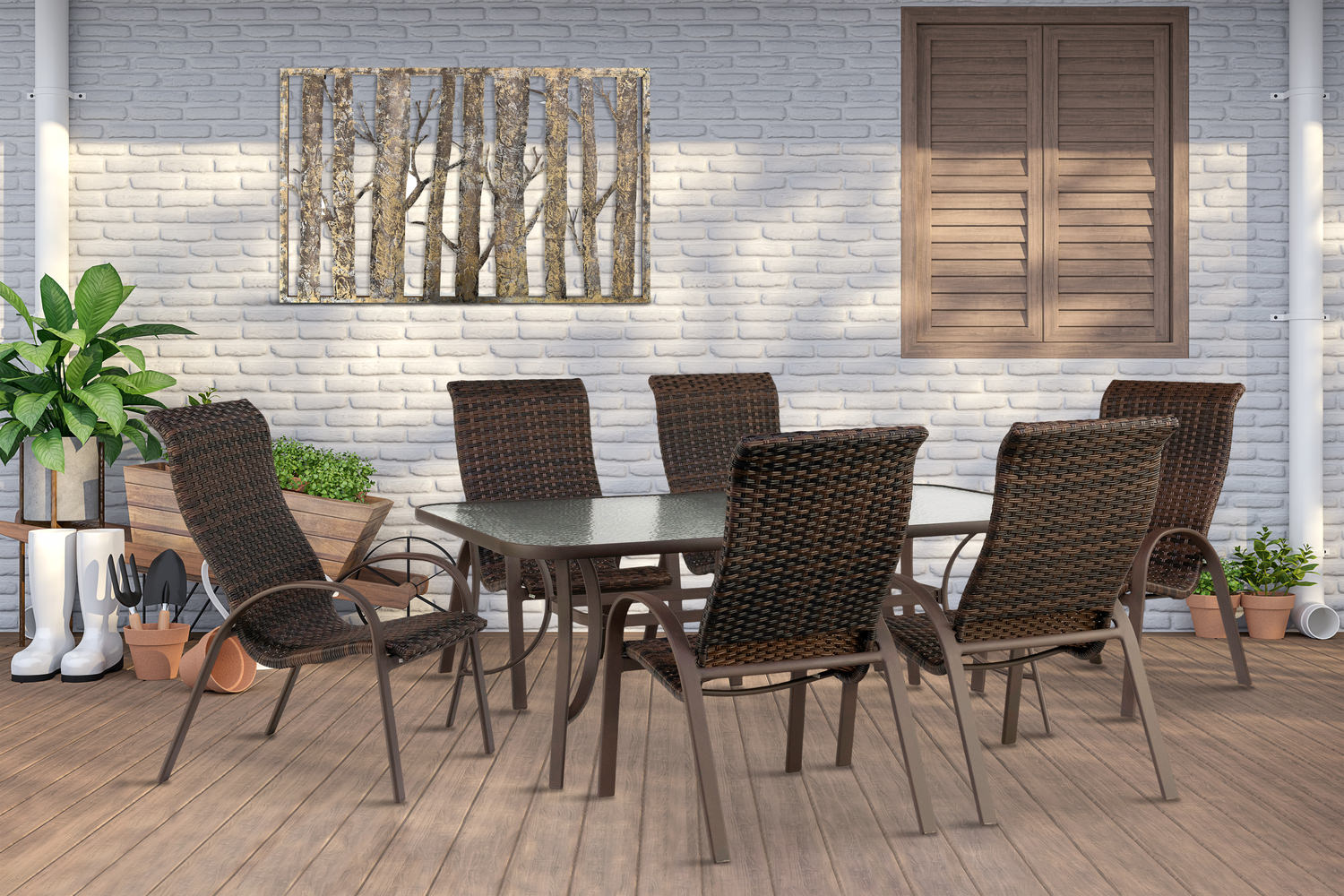 Edgewater III 7 Piece Woven Patio Dining Set