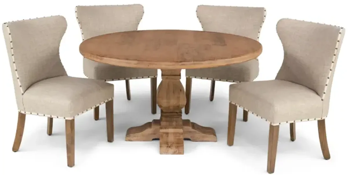 Felicia Round Dining Table With 4 Bauer Chairs