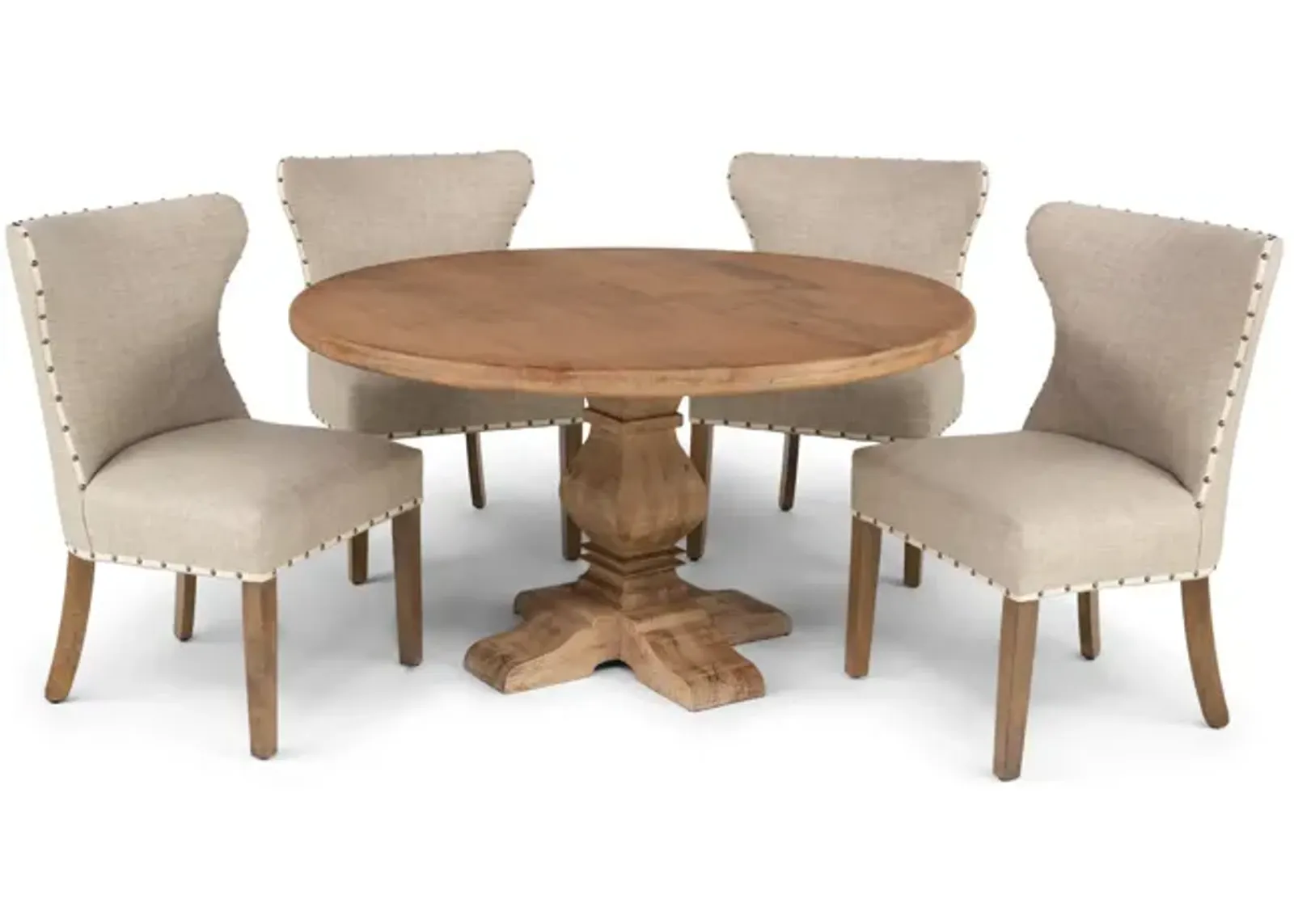 Felicia Round Dining Table With 4 Bauer Chairs