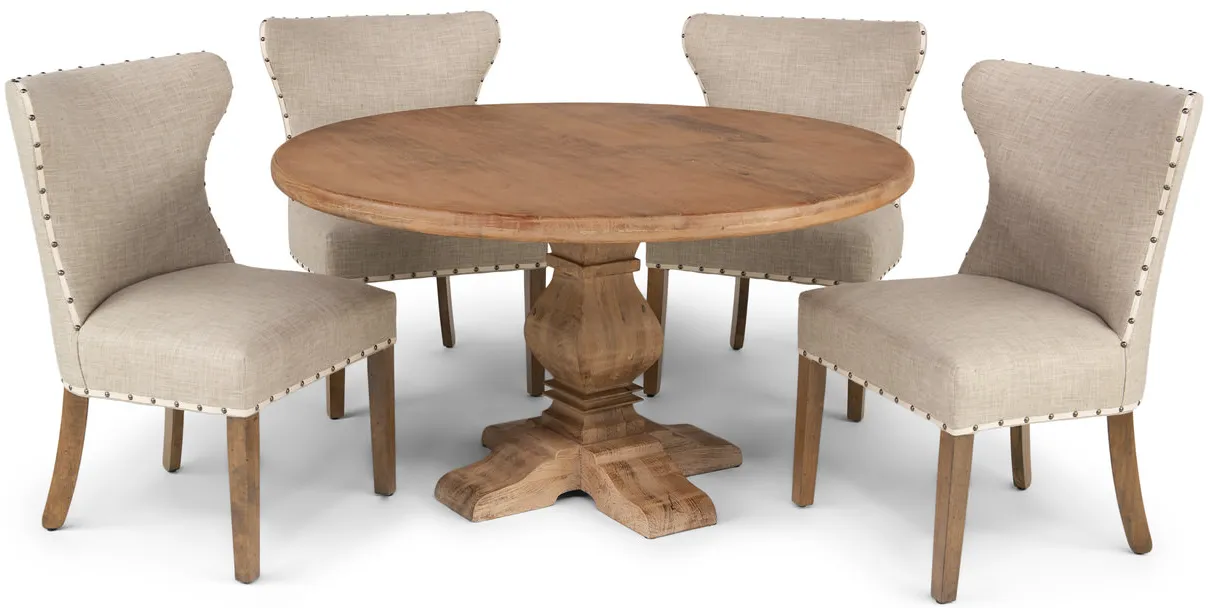 Felicia Round Dining Table With 4 Bauer Chairs
