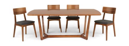 Tyler Modern Fixed Top Table With 4 Wood Back Chairs