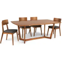 Tyler Modern Fixed Top Table With 4 Wood Back Chairs