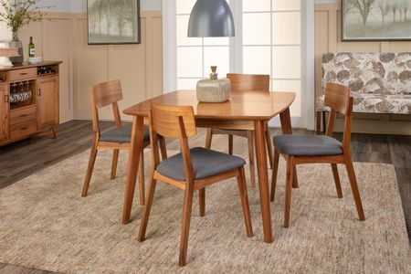 Tyler Modern Dining Table With 4 Wood Back Chairs