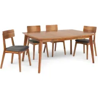 Tyler Modern Dining Table With 4 Wood Back Chairs