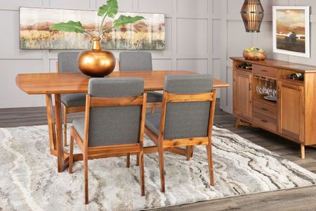 Tyler Modern Fixed Top Table With 4 Upholstered Chairs