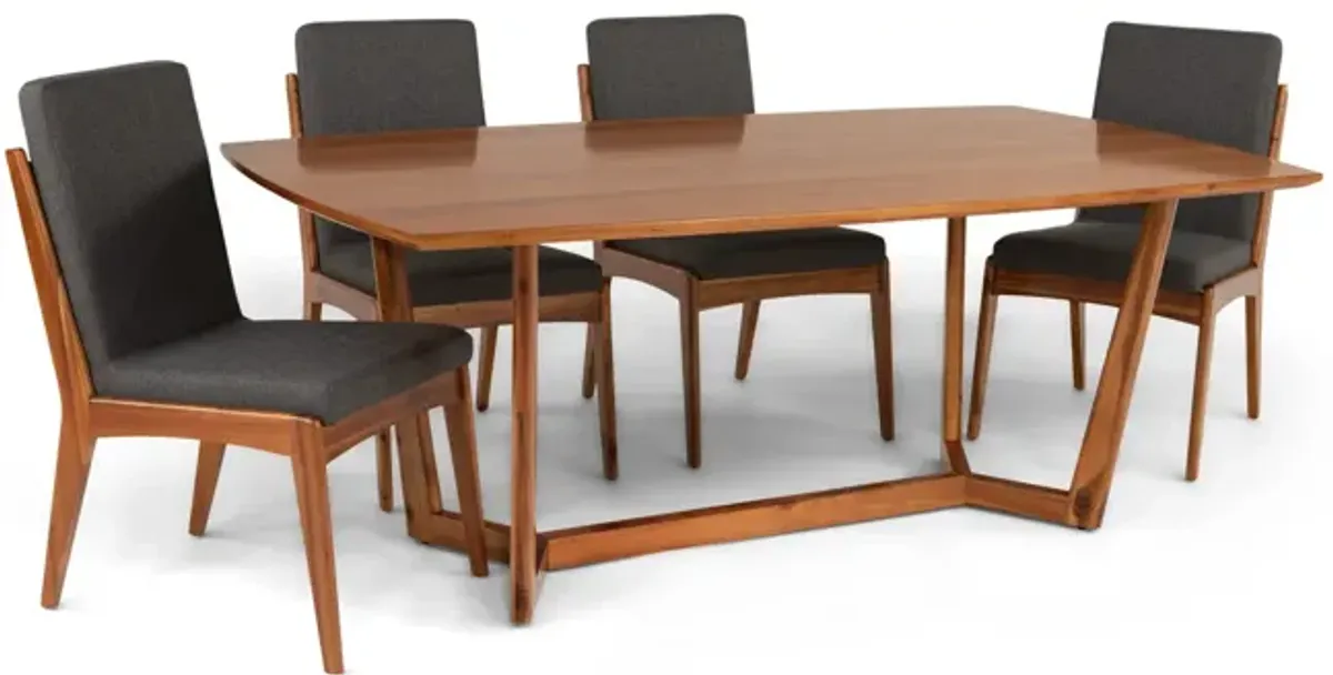 Tyler Modern Fixed Top Table With 4 Upholstered Chairs