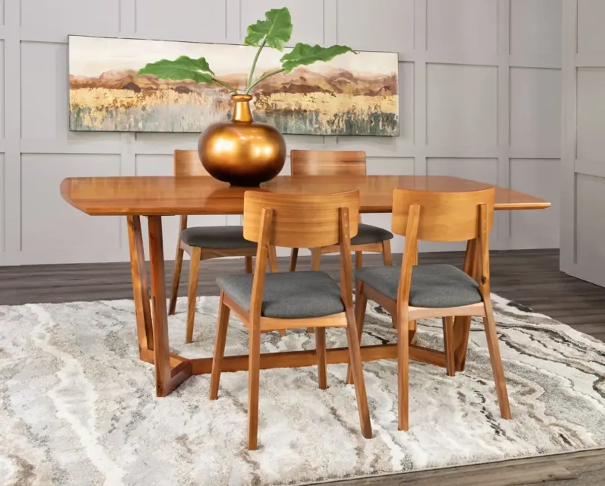 Tyler Modern Fixed Top Table With 4 Wood Chairs And 2 Upholstered Chairs