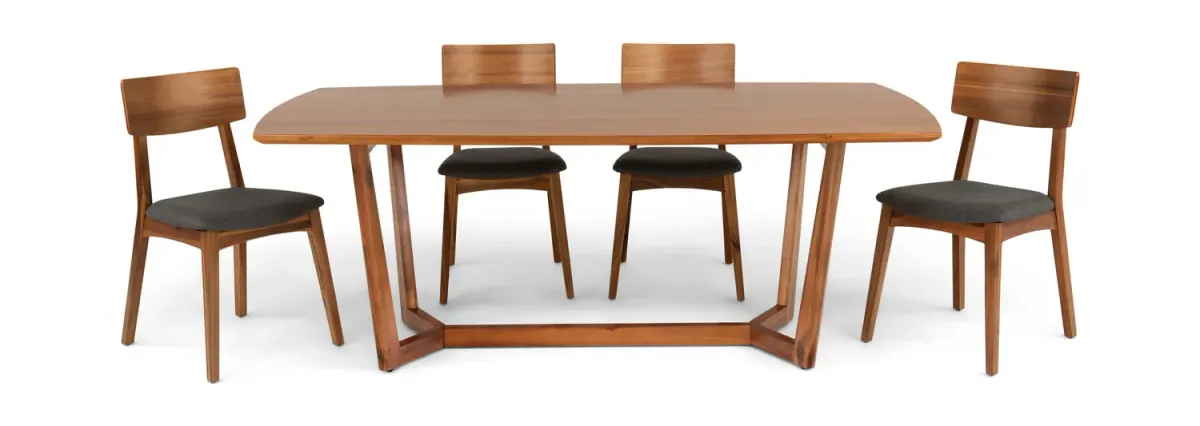 Tyler Modern Fixed Top Table With 4 Wood Chairs And 2 Upholstered Chairs